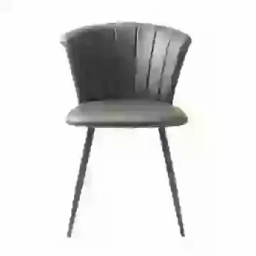 Grey Retro Style Dining Chair Vegan Leather Set Of 2